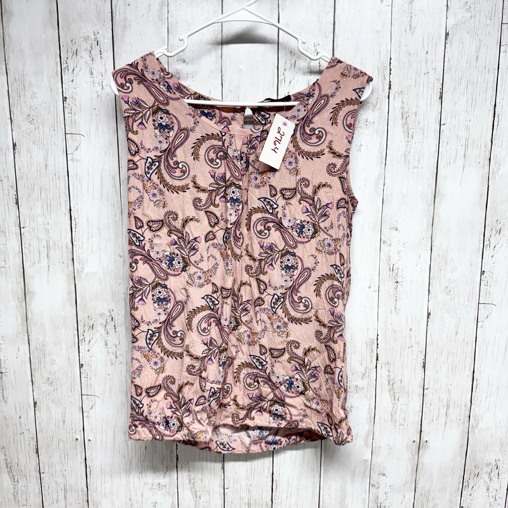 Bonita Paisley Sleeveless Blouse Womens Size 8 Pink Boho Viscose Top